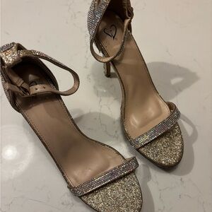 Elegant Glitter Heels with Ankle Strap
